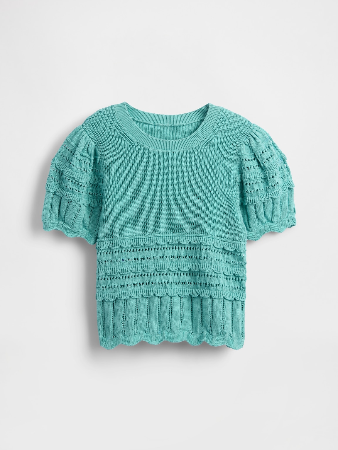 Kids Scalloped Mixed-Stitch Sweater