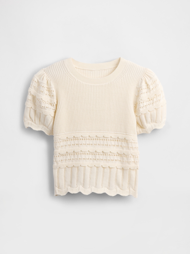 Kids Scalloped Mixed-Stitch Sweater