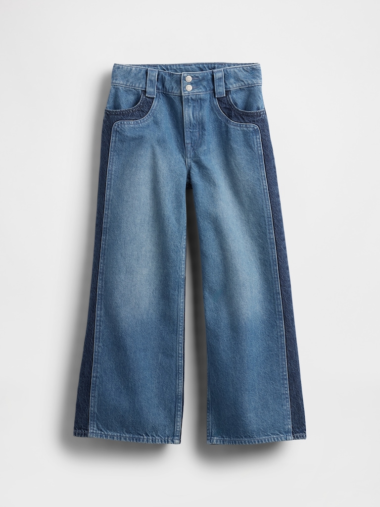 Kids High Rise Stride Wide-Leg Ankle Jeans