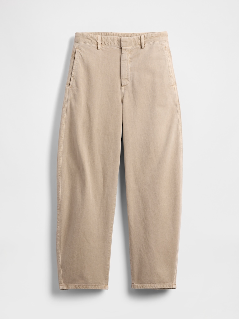 Mid Rise Twill Barrel Pants