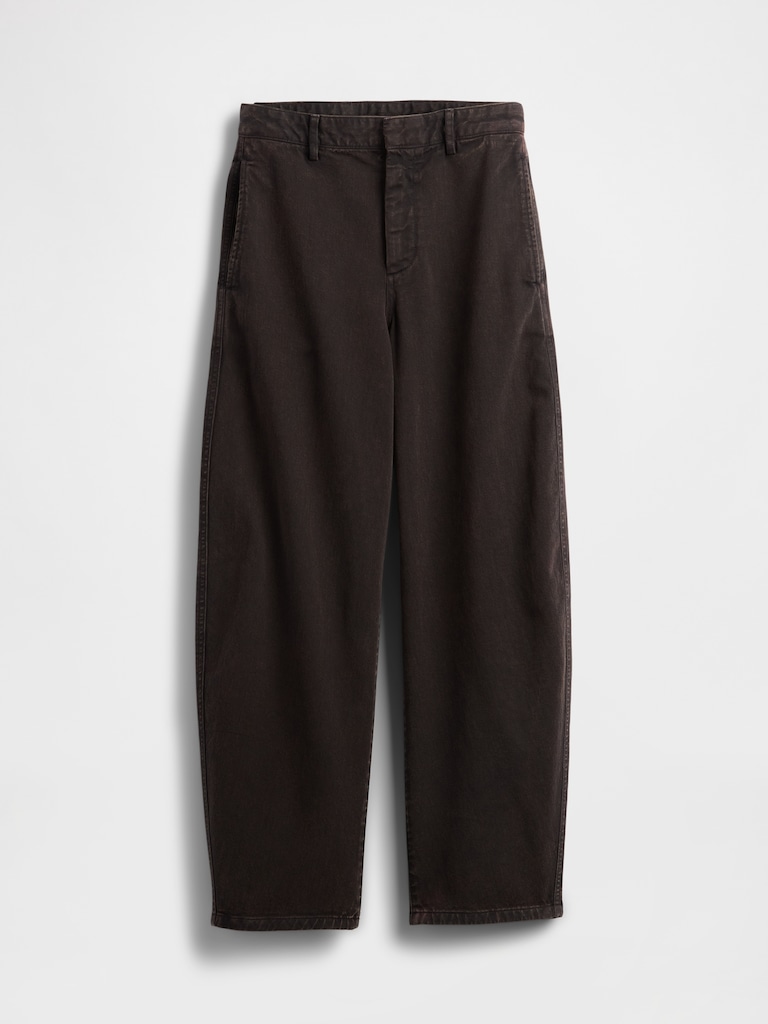 Mid Rise Twill Barrel Pants