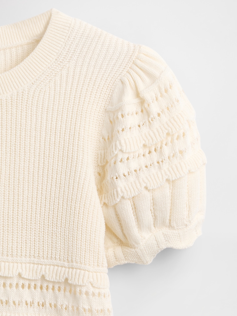 Kids Scalloped Mixed-Stitch Sweater