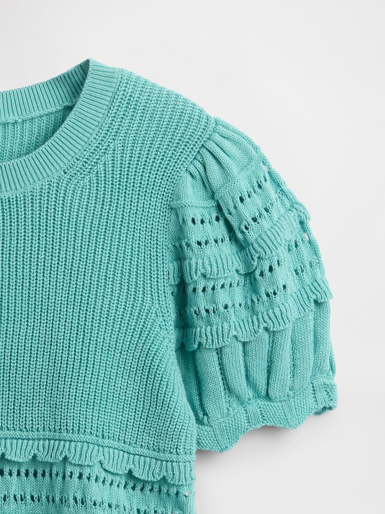 Kids Scalloped Mixed-Stitch Sweater