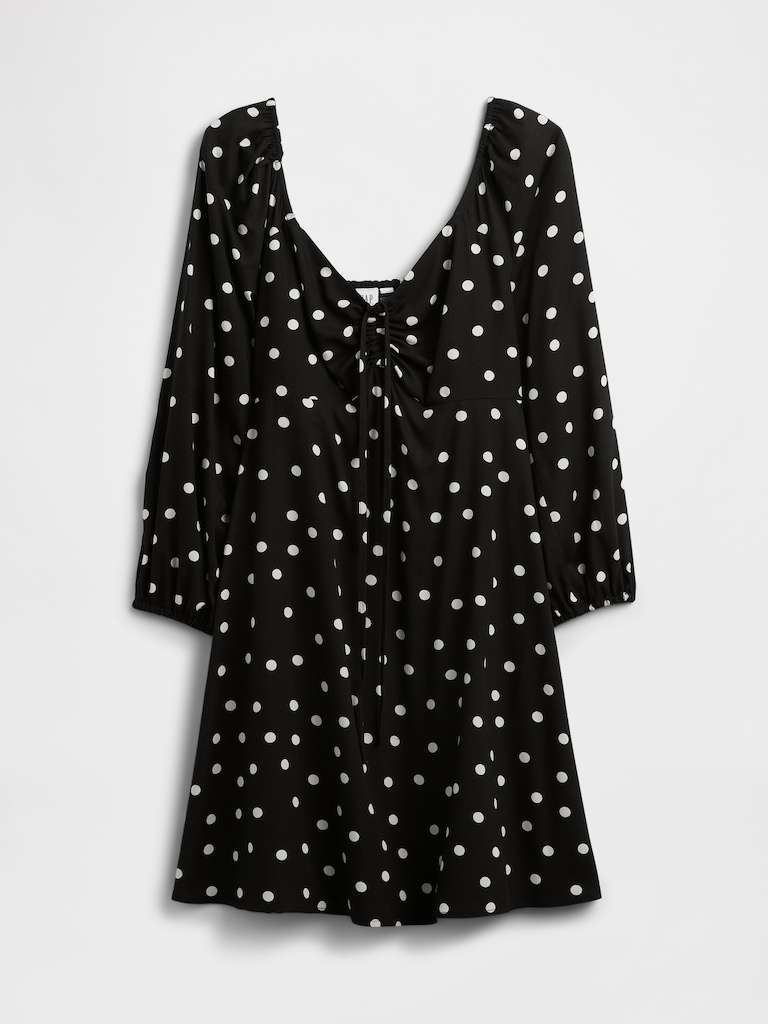 Smocked Print Mini Dress