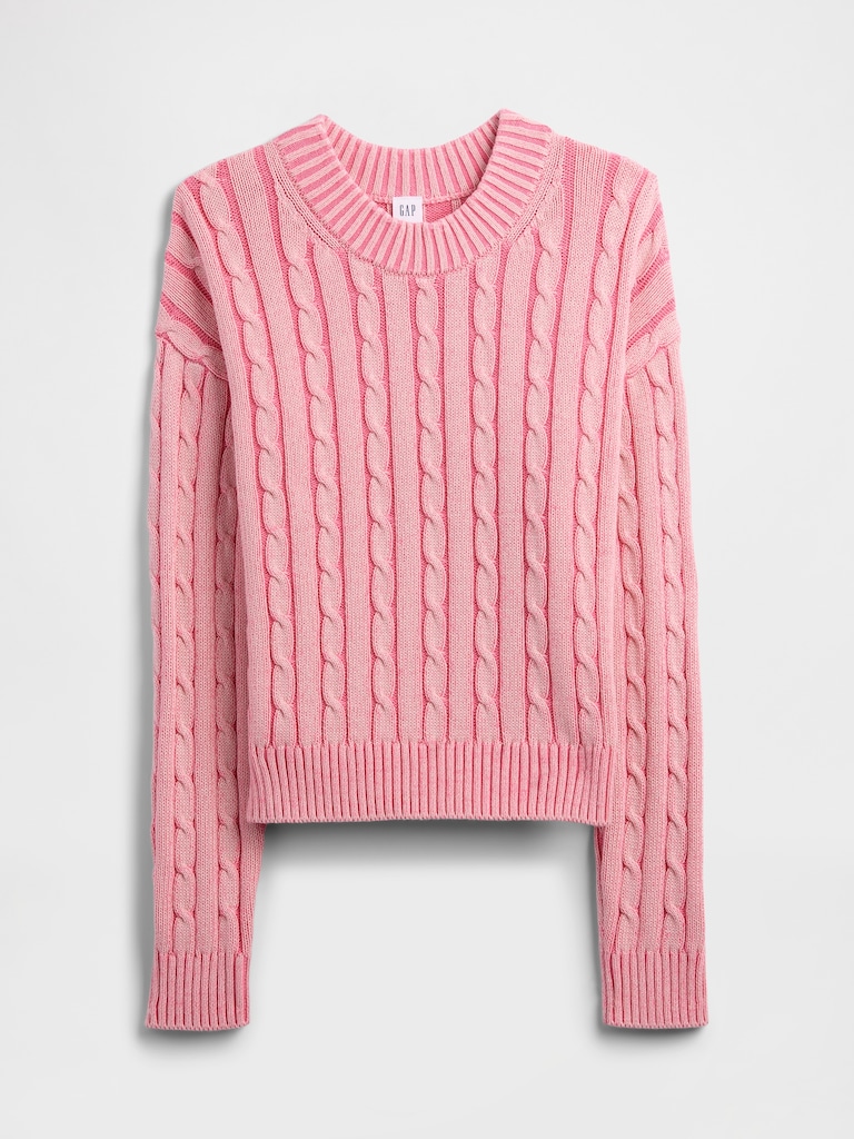 Relaxed Cable-Knit Crewneck Sweater