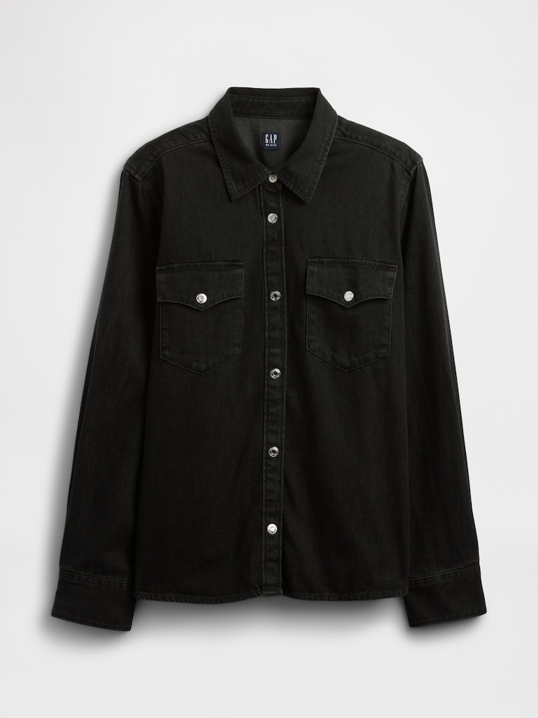 Relaxed Denim Western Shirt