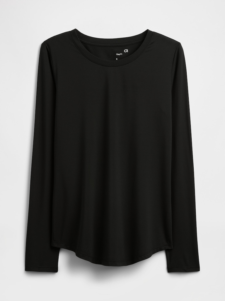 GapFit Brushed Jersey Curved-Hem T-Shirt