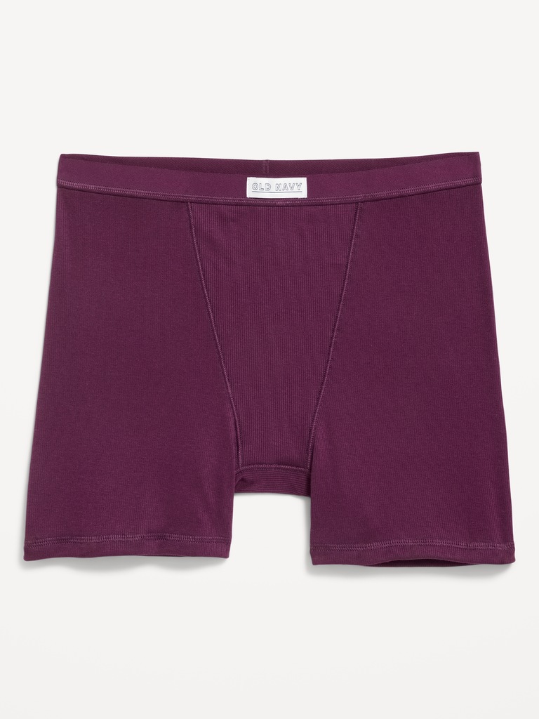 High-Waisted Ribbed Boyshort Briefs -- 3-inch inseam