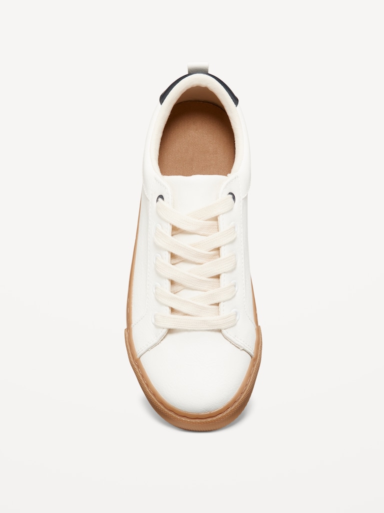 Faux-Leather Gender-Neutral Lace-Up Sneakers for Kids