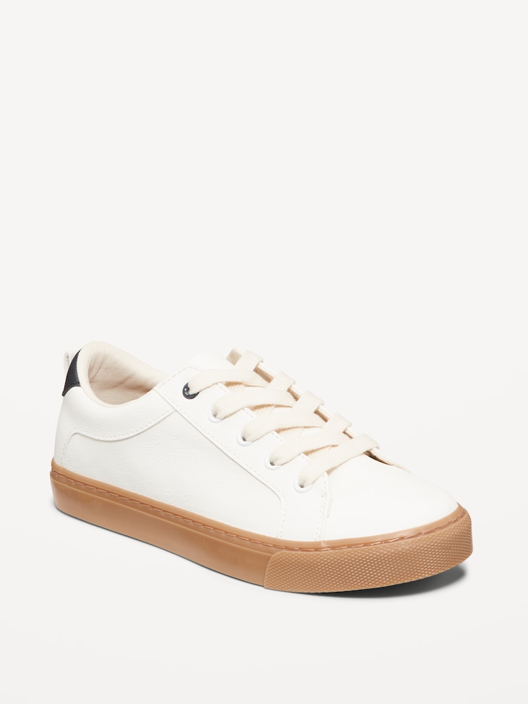Faux-Leather Gender-Neutral Lace-Up Sneakers for Kids