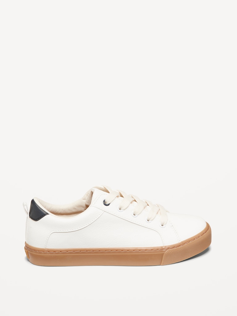 Faux-Leather Gender-Neutral Lace-Up Sneakers for Kids