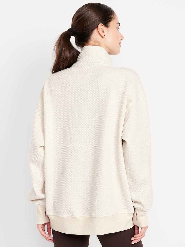 Dynamic Fleece Oversized Textured Tunic Sweatshirt