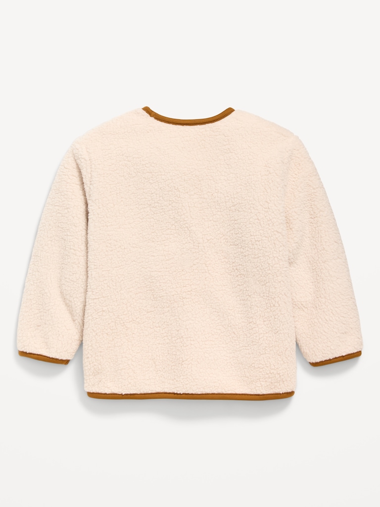 Unisex Collarless Zip-Front Sherpa Jacket for Toddler