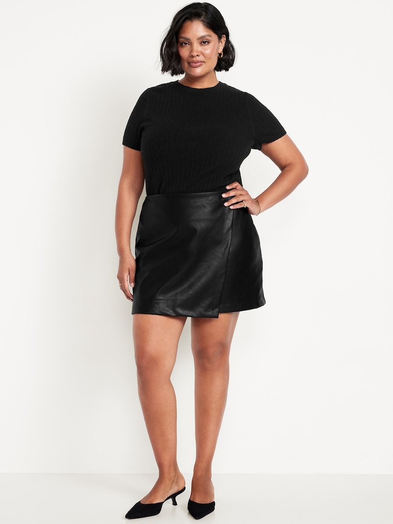High-Waisted Faux-Leather Mini Skirt