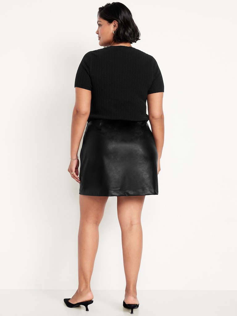 High-Waisted Faux-Leather Mini Skirt