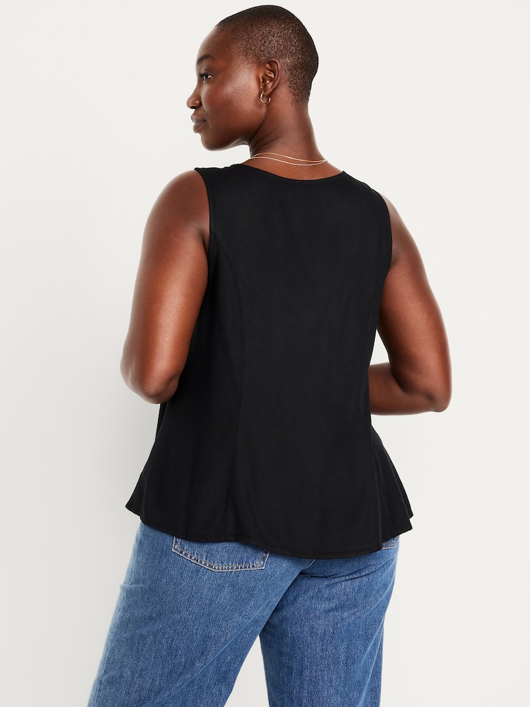 Button-Down Crepe Swing Top