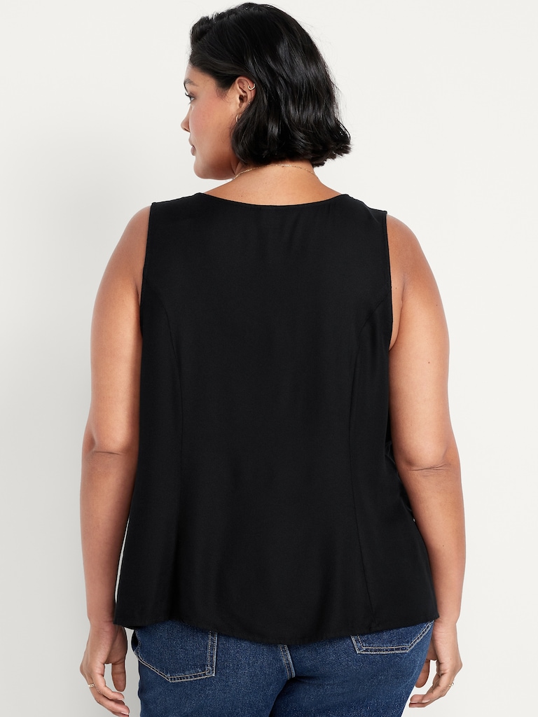 Button-Down Crepe Swing Top