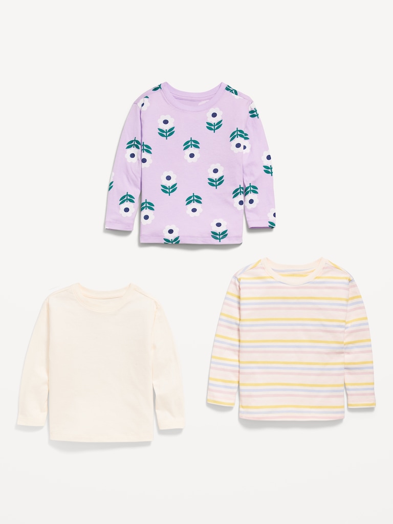 Long-Sleeve T-Shirt 3-Pack for Toddler Girls