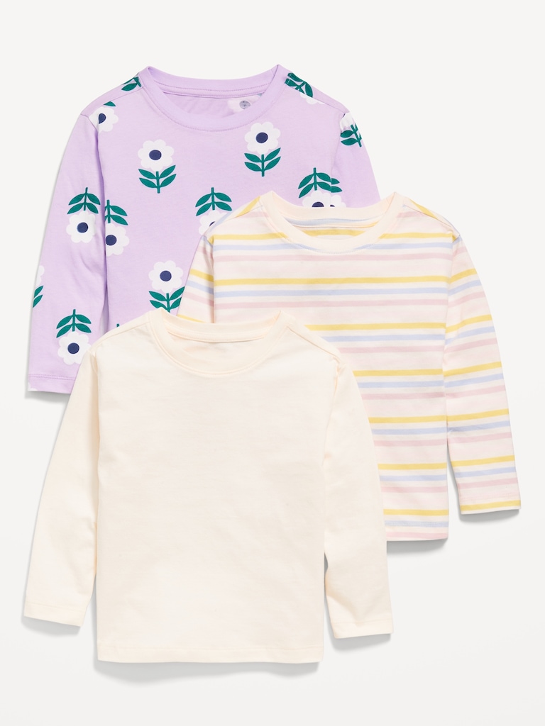 Long-Sleeve T-Shirt 3-Pack for Toddler Girls