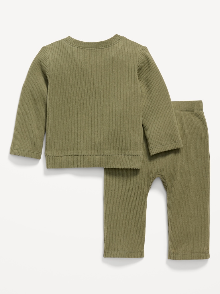 Ribbed Pocket T-Shirt and Pants Set for Baby