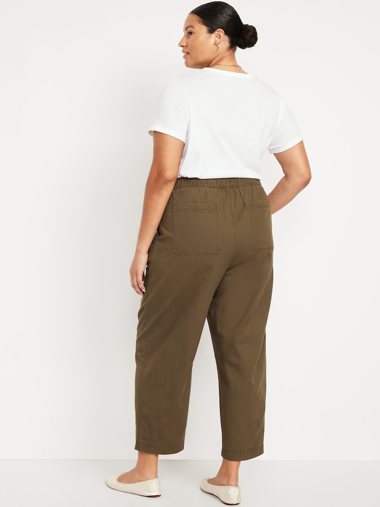 Pantalon coupe baril longueur cheville à taille haute