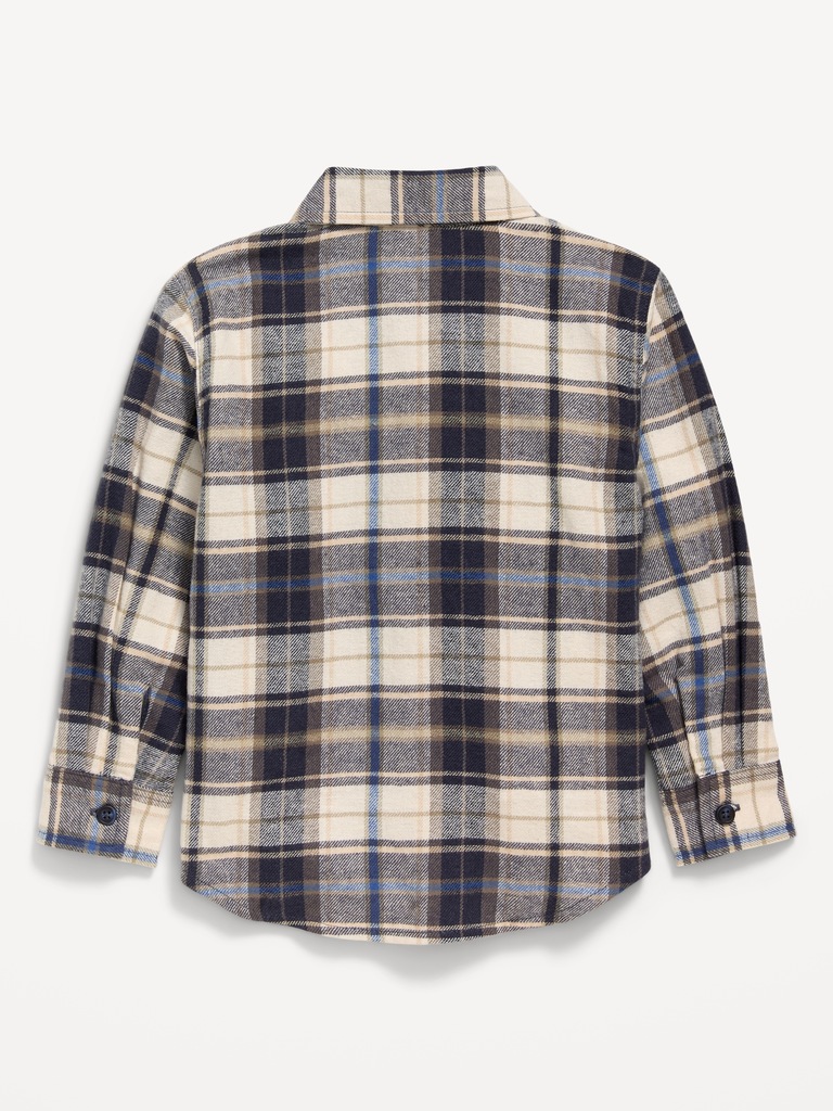 Long-Sleeve Plaid Flannel Pocket Shirt for Toddler Boys