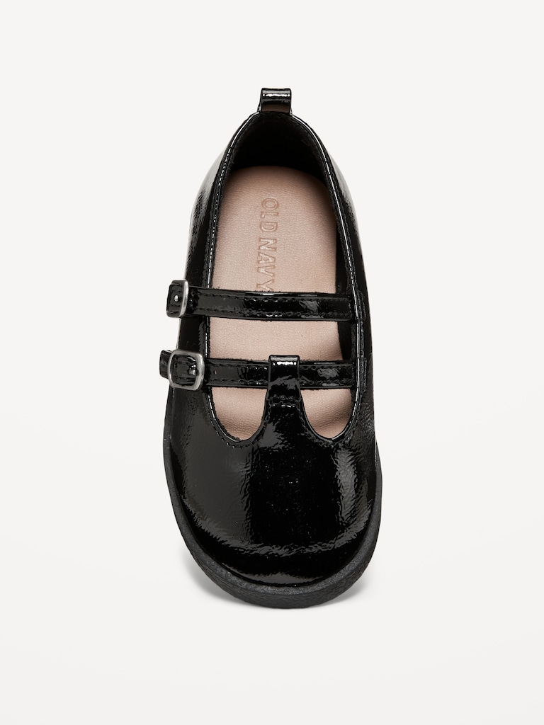 Shiny Faux-Leather Double-Buckle Mary Jane Shoes for Toddler Girls