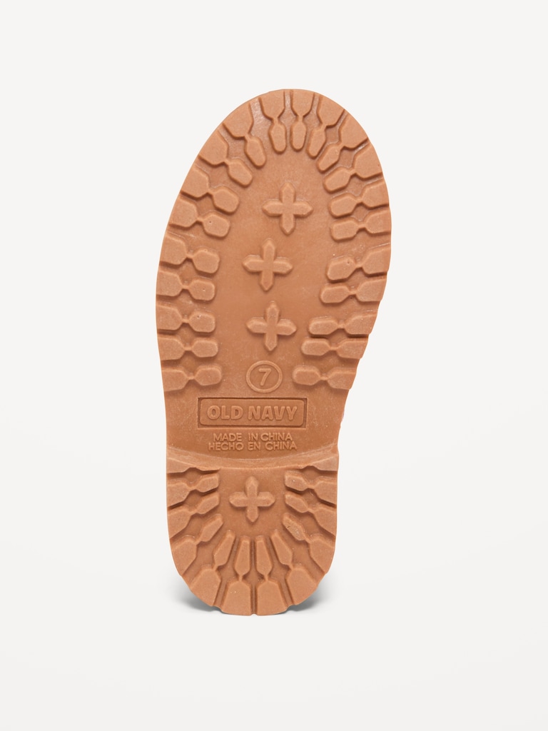 Shiny Faux-Leather Side-Zip Combat Boots for Toddler Girls