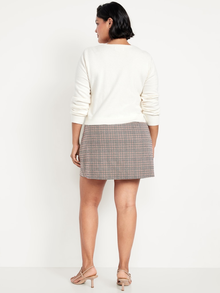 High-Waisted Wrap-Front Mini Skirt