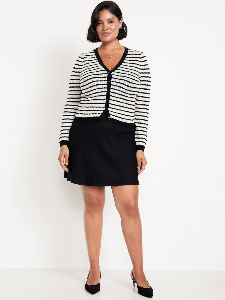 High-Waisted Crepe Flounce Mini Skirt