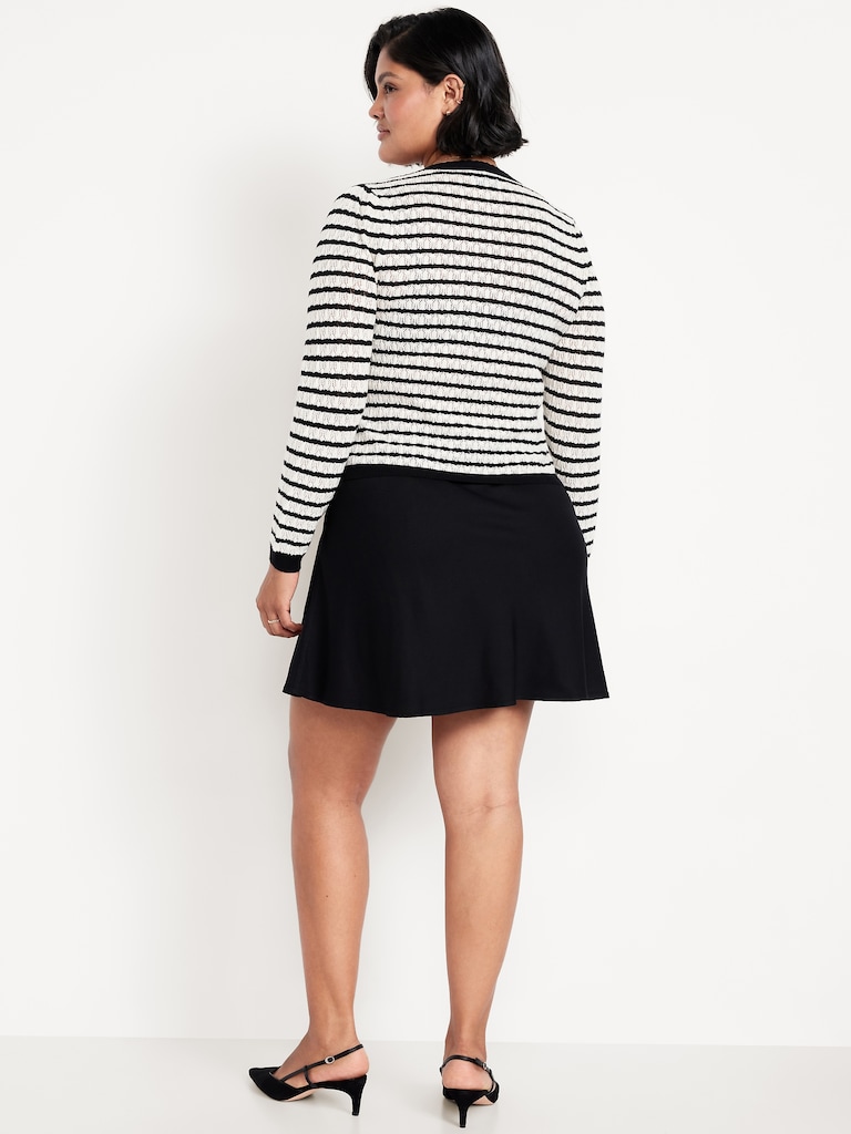 High-Waisted Crepe Flounce Mini Skirt