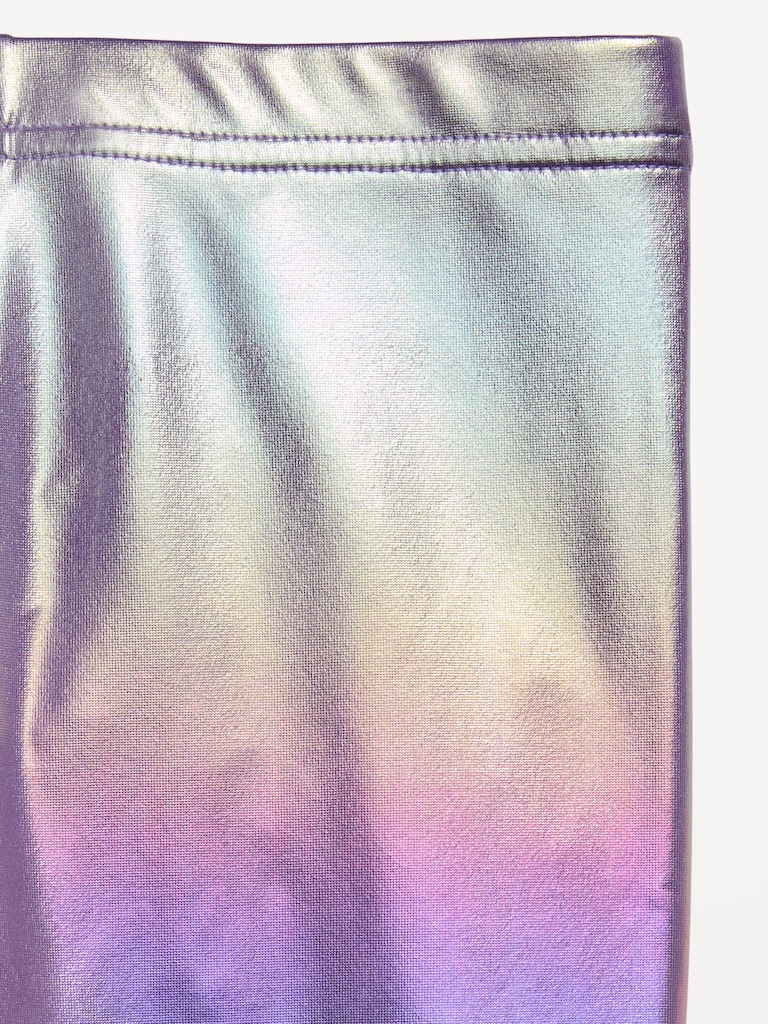 Shiny Foil Print Leggings for Girls