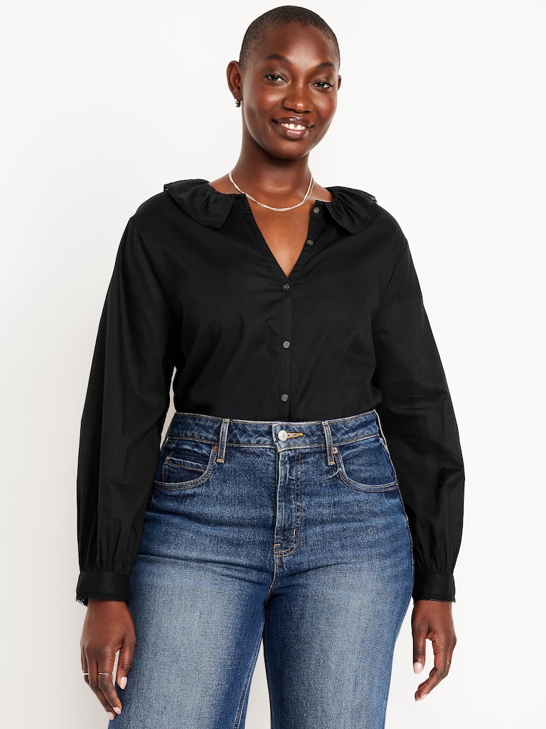 Ruffle Button-Down Shirt