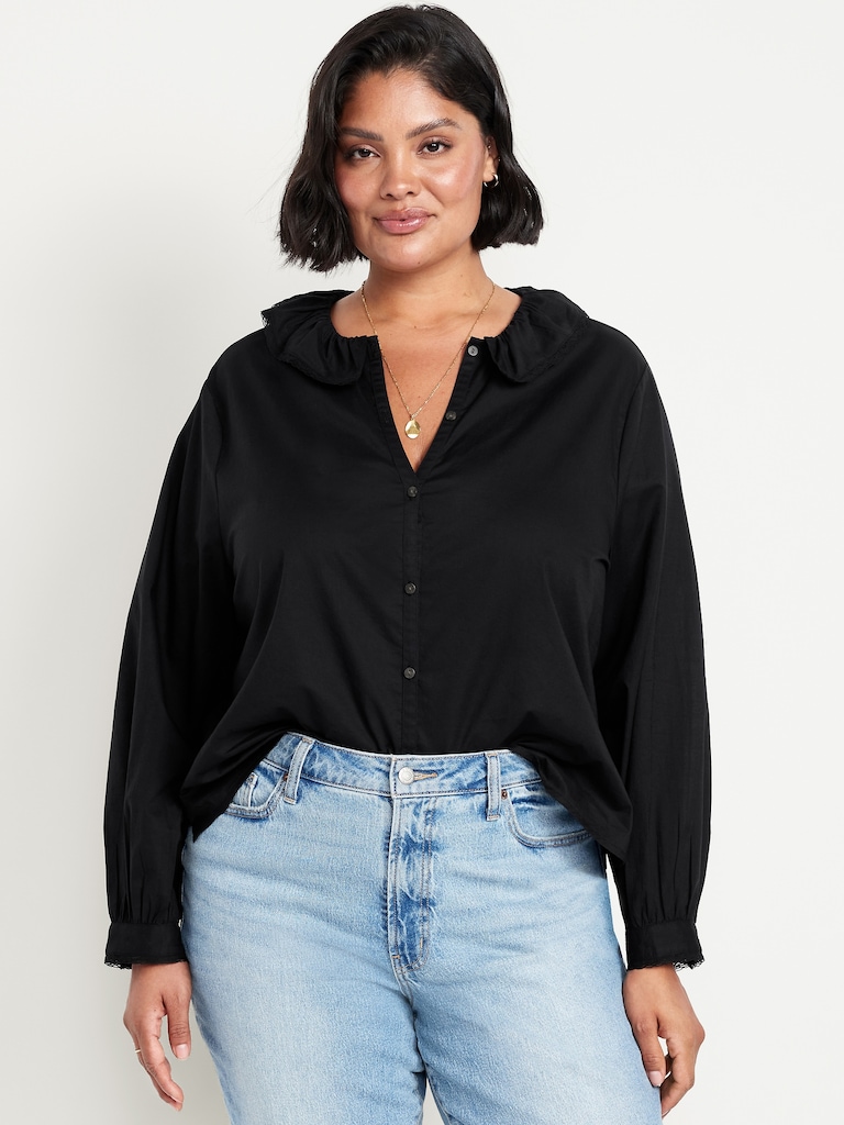 Ruffle Button-Down Shirt