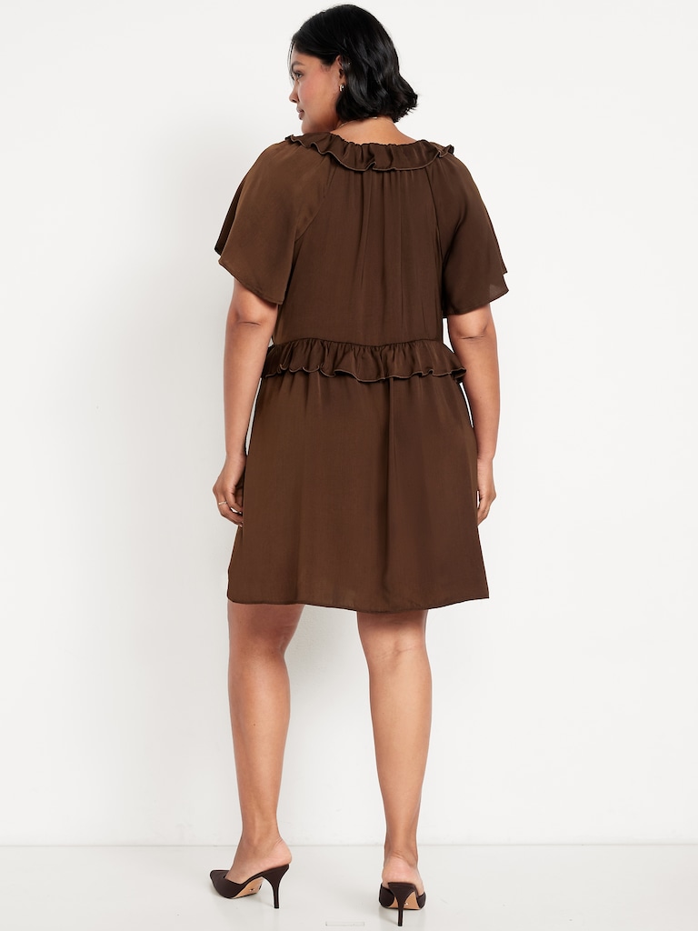 Satin Ruffle Mini Dress