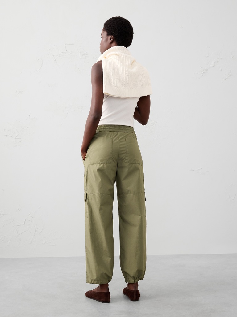 Straight High-Rise Poplin Pull-On Pant