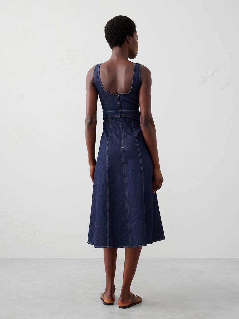 Denim Empire-Waist Midi Dress