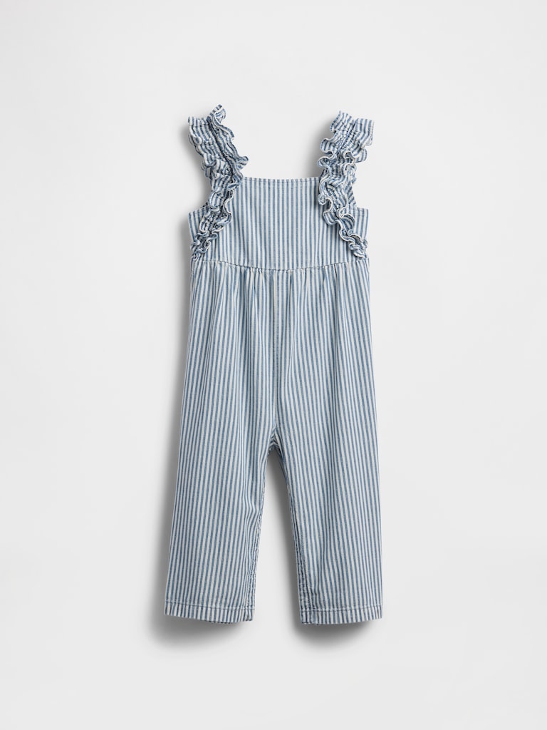 Baby & Toddler Denim Stripe Ruffle Jumpsuit