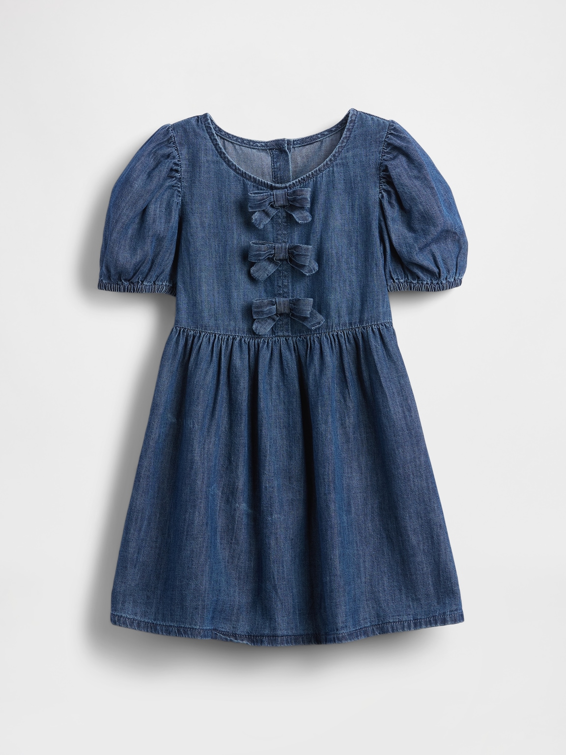 Baby & Toddler Denim Puff-Sleeve Bow Dress