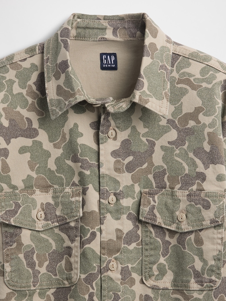 Kids Relaxed Camo Denim Shirt