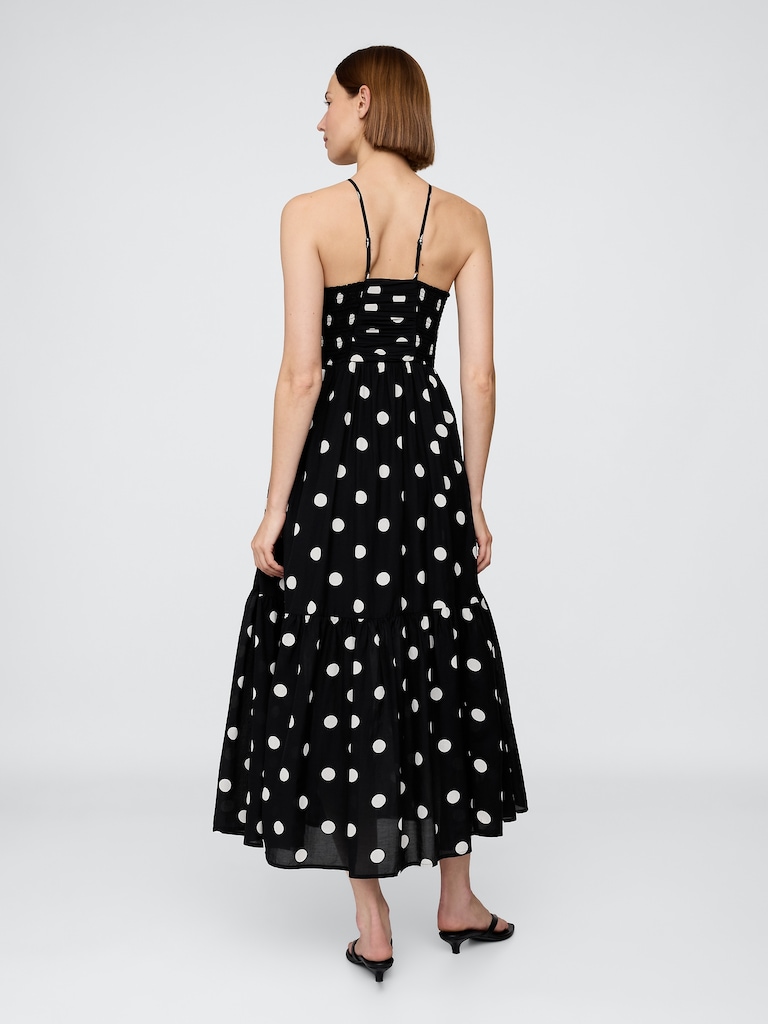 Shirred Bodice Halter Maxi Dress