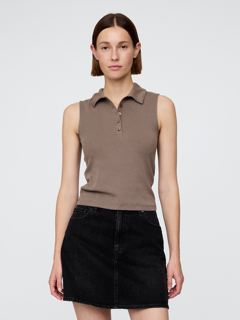 Modern Polo Crop Tank Top
