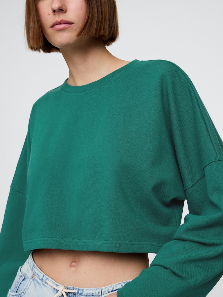 French Terry Oversized Crop Sweatshirt