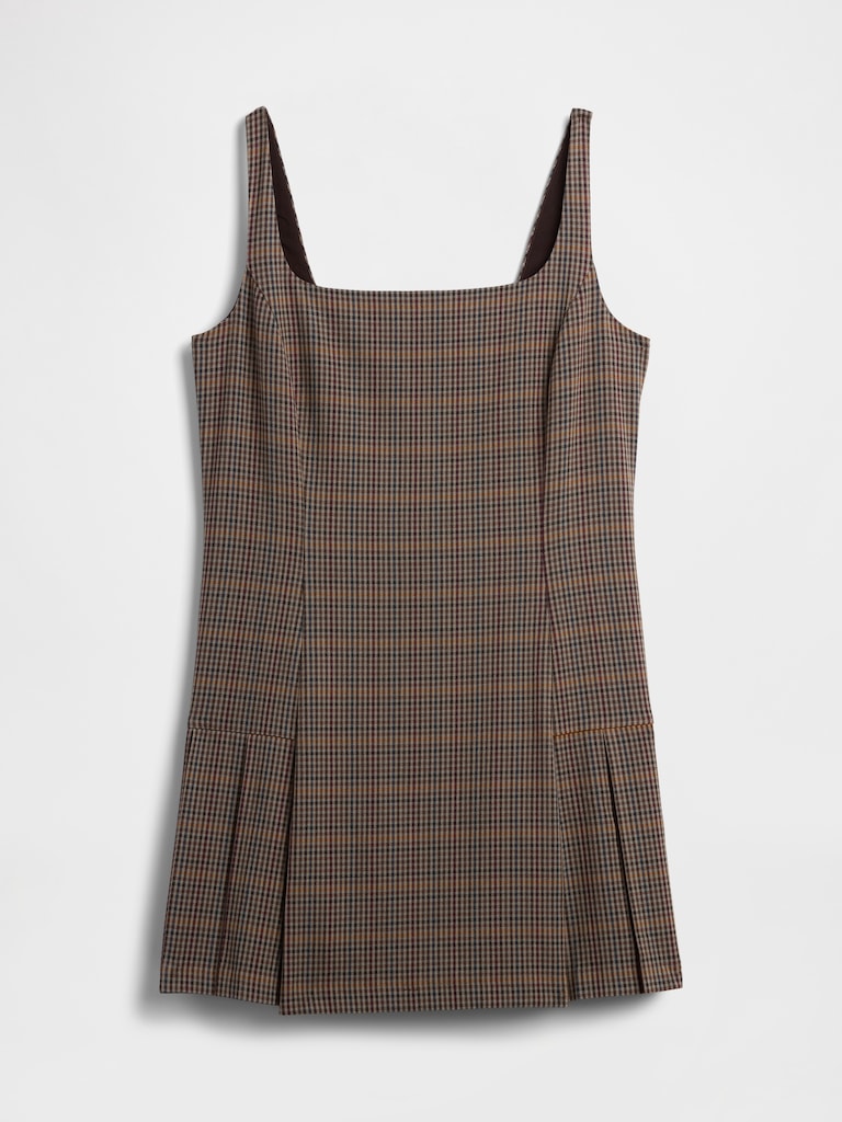 Square-Neck Pleated Mini Dress
