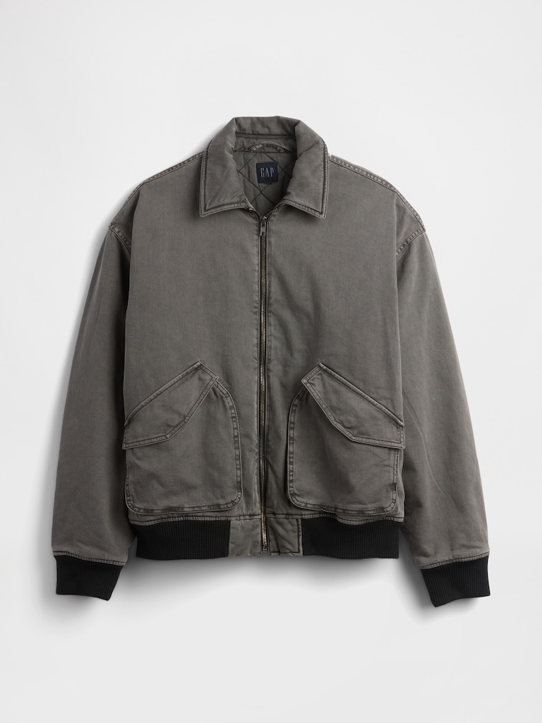 Washed Twill Bomber Jacket