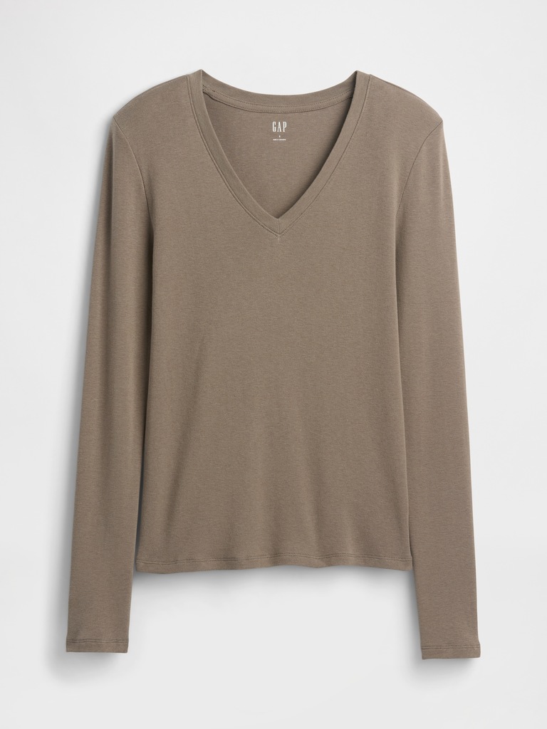 Modern Ribbed V-Neck T-Shirt