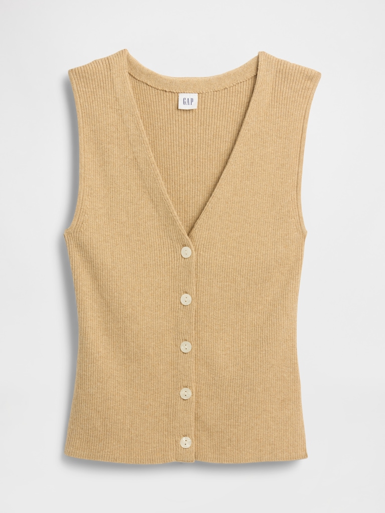 Ribbed V-Neck Sweater Vest