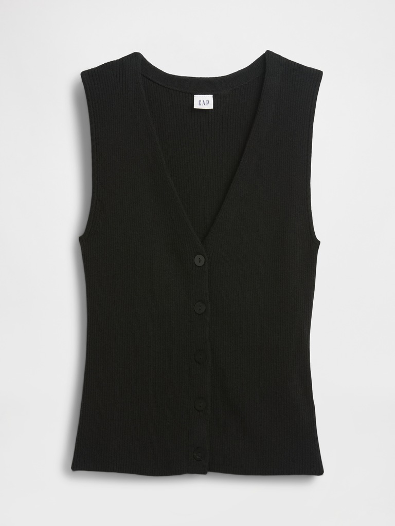 Ribbed V-Neck Sweater Vest