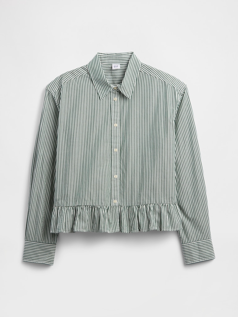 Relaxed Cropped Poplin Peplum Shirt