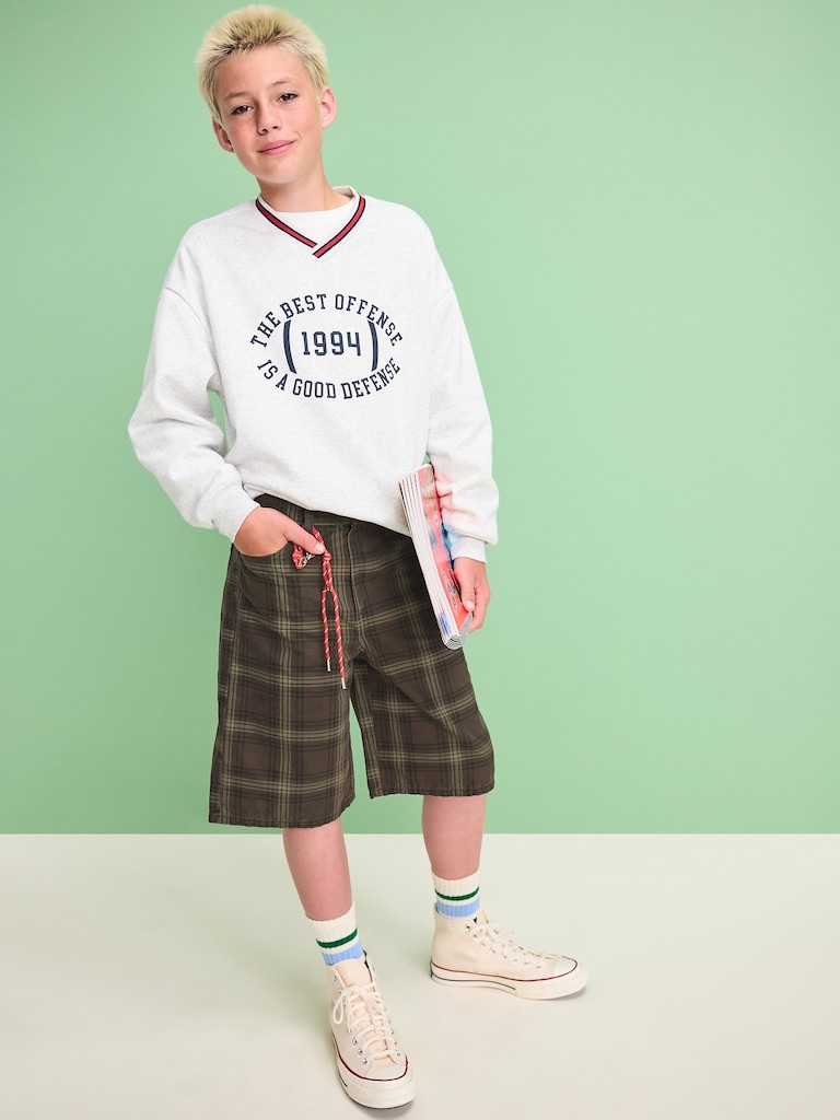 Below Knee Baggy Canvas Shorts for Boys